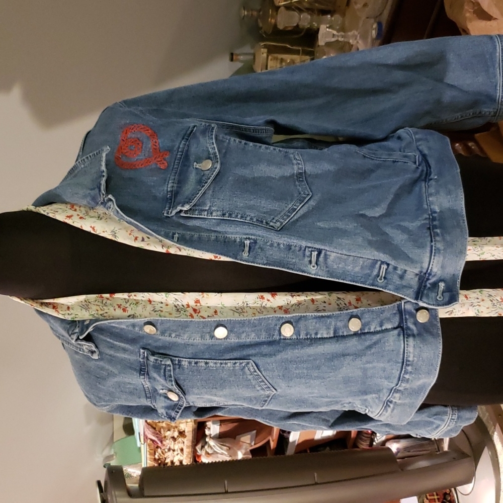 J Crew Mercantile Distressed Womens Cropped Denim Jacket And Scarf